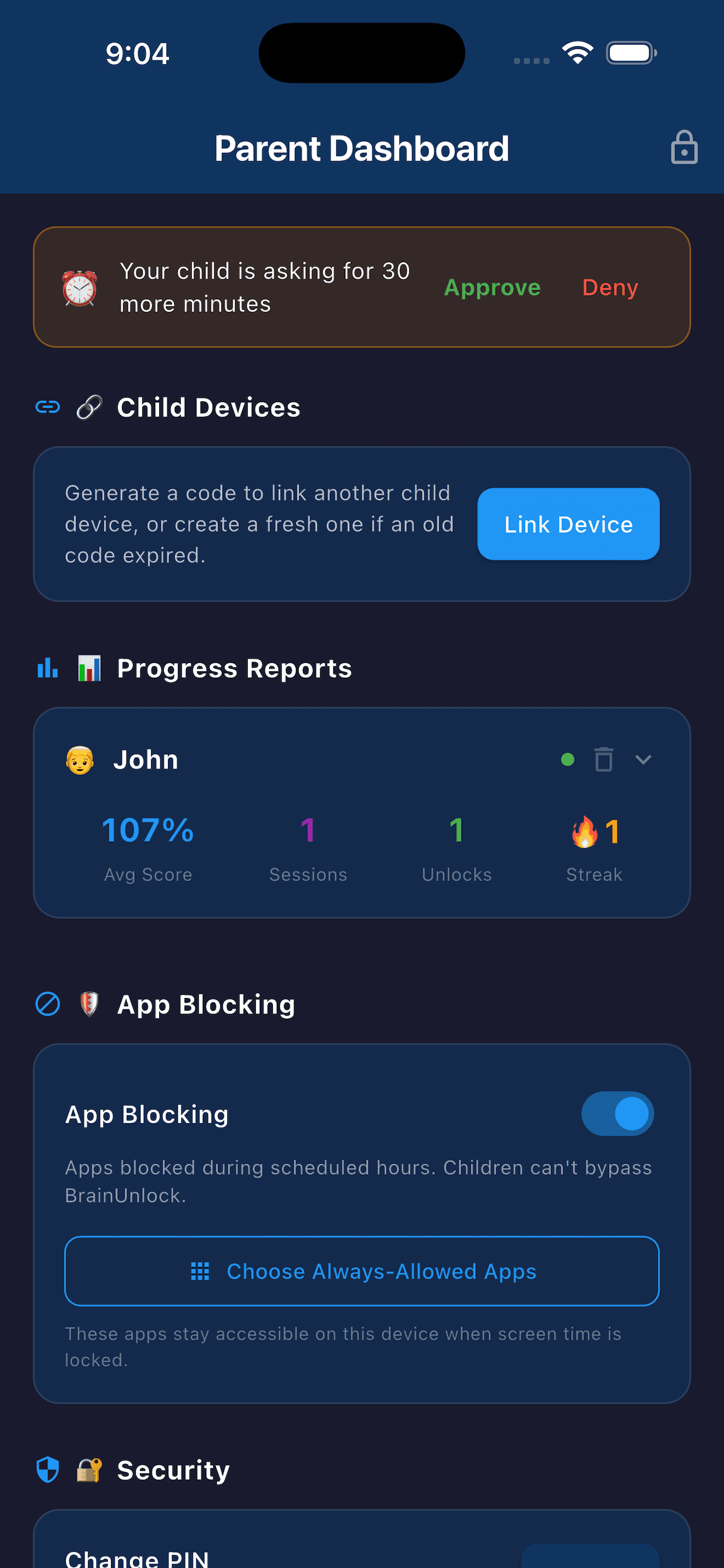 Parent receiving a request from child for more screen time